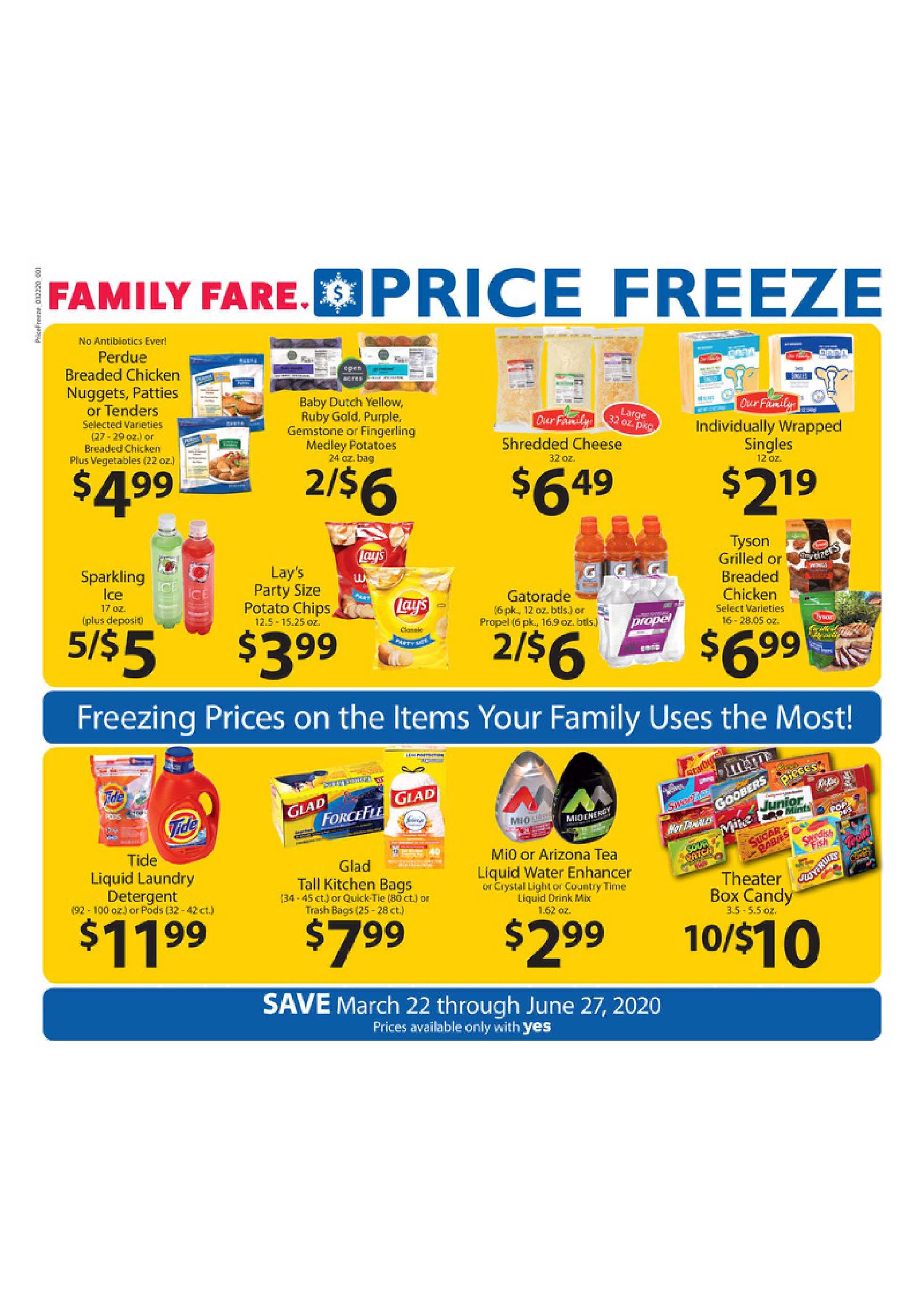 Family Fare Price Freeze 03/22/20